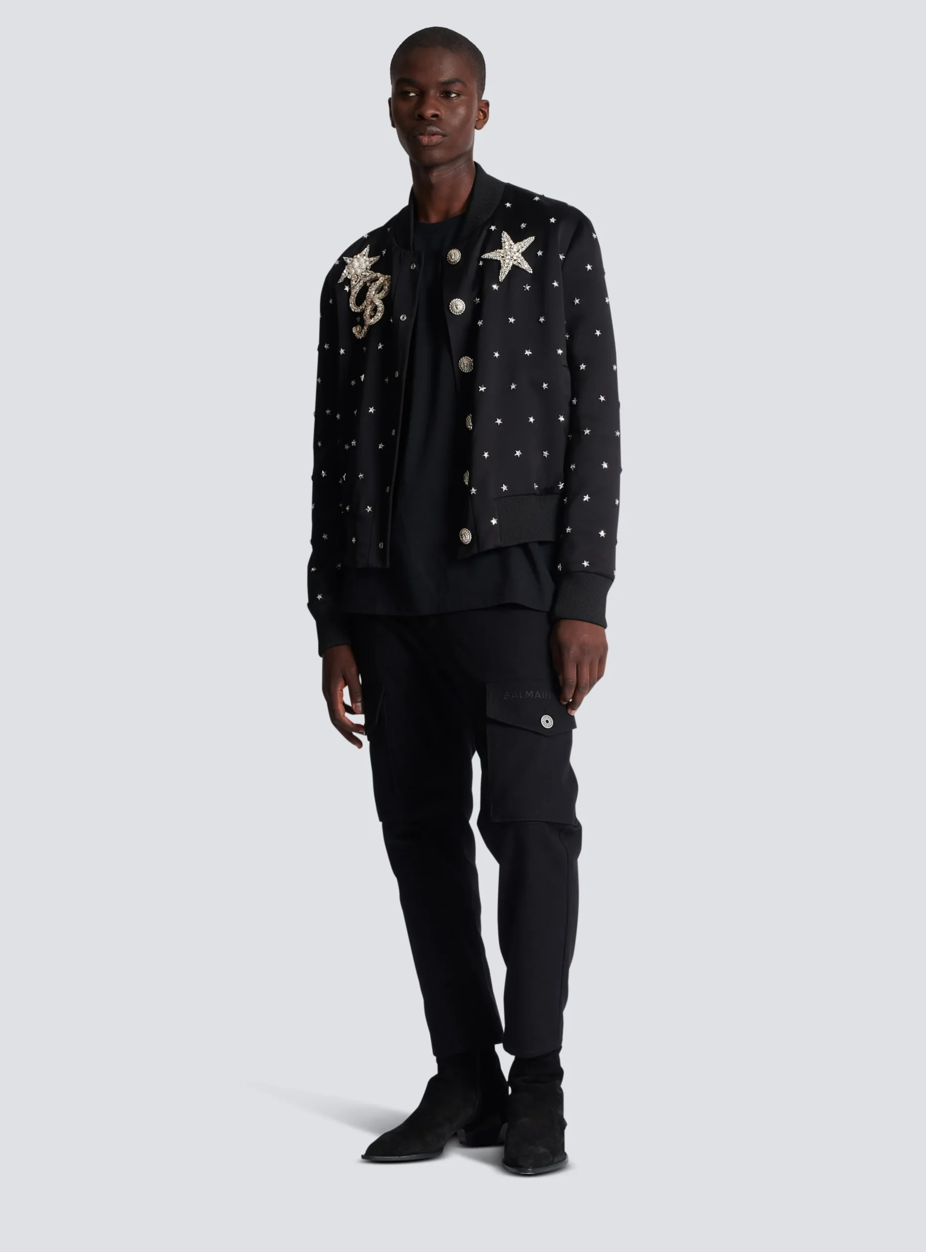 Balmain Stars Embroidered Bomber Jacket