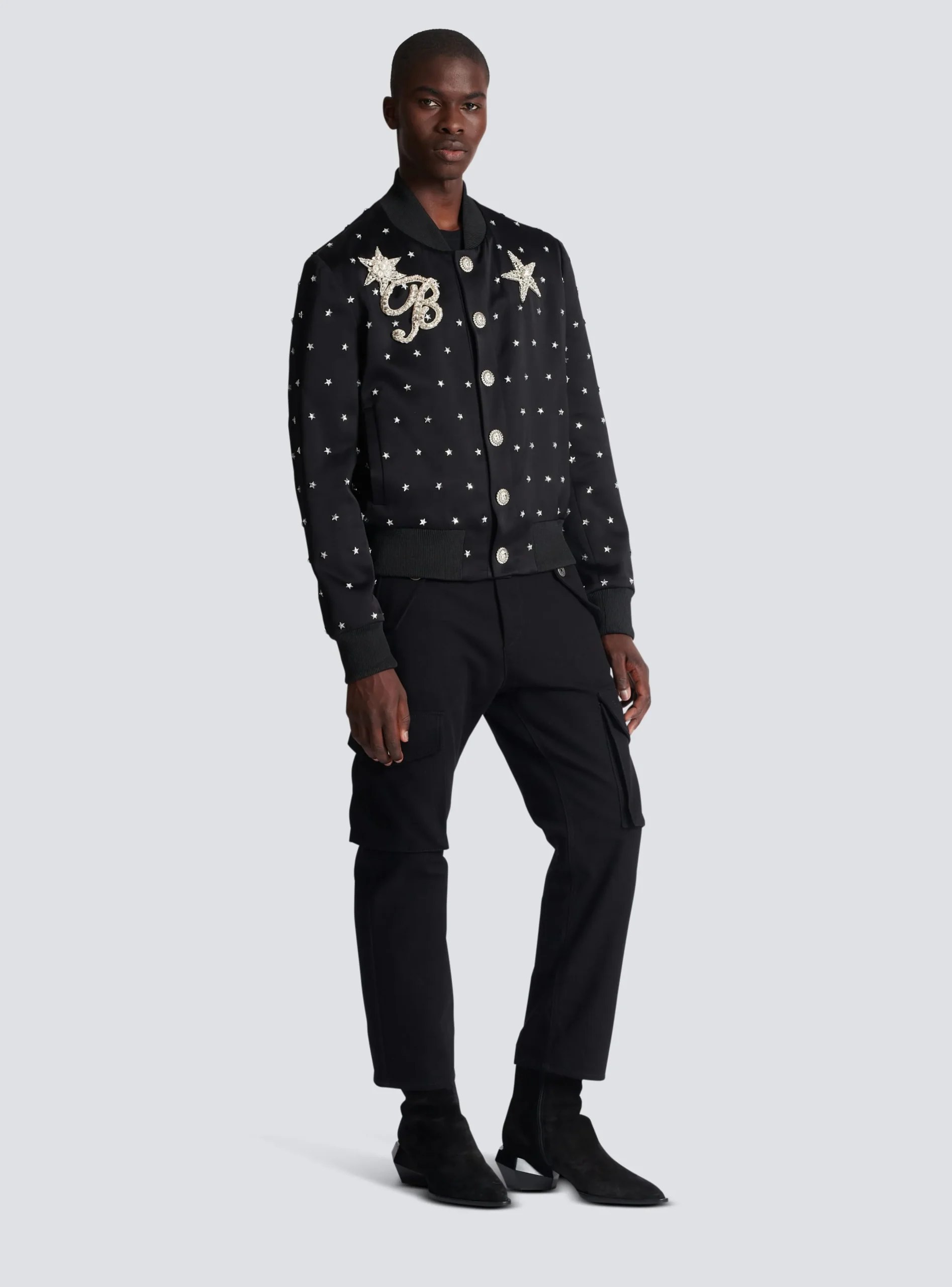 Balmain Stars Embroidered Bomber Jacket