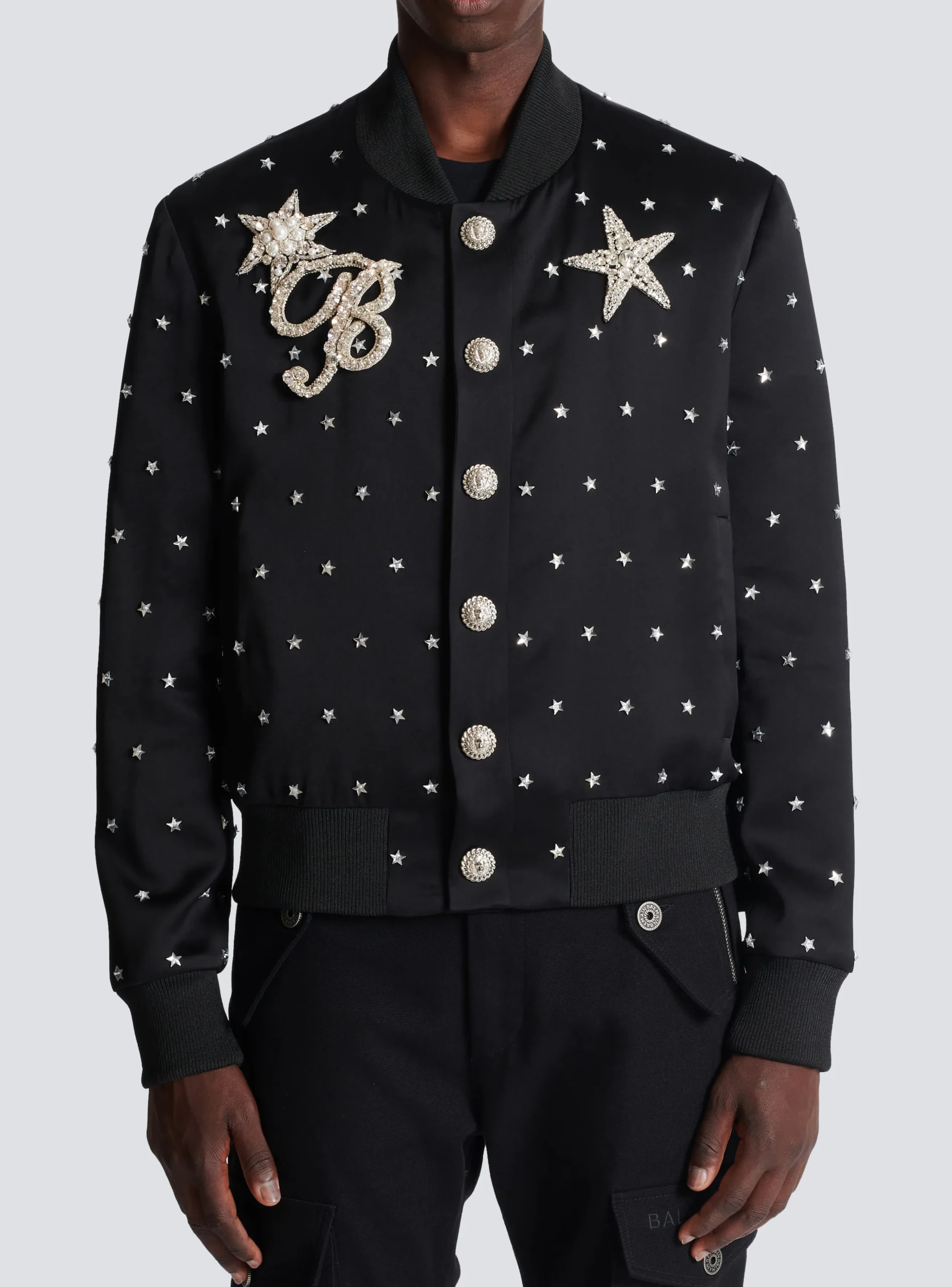 Balmain Stars Embroidered Bomber Jacket