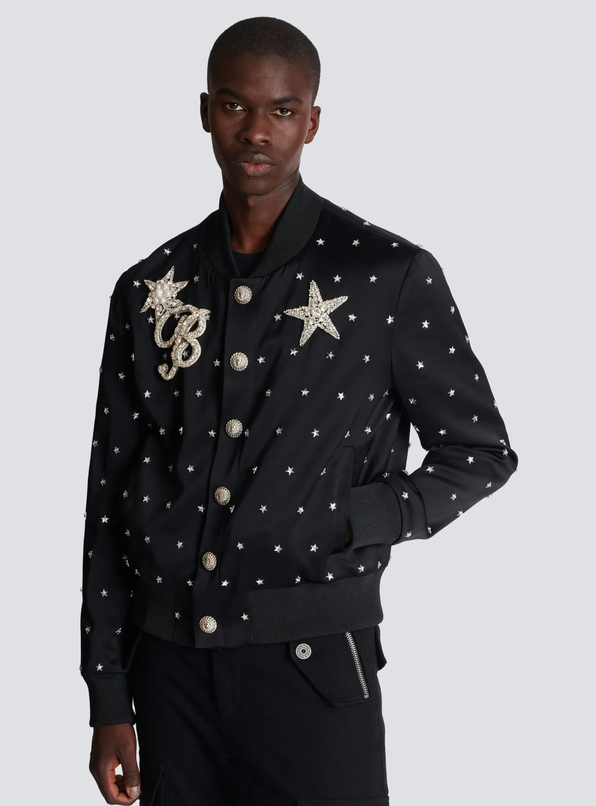 Balmain Stars Embroidered Bomber Jacket