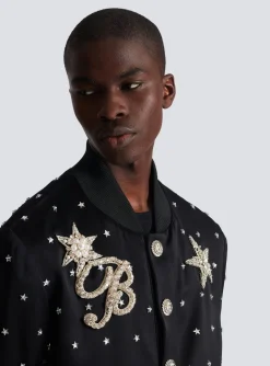 Balmain Stars Embroidered Bomber Jacket