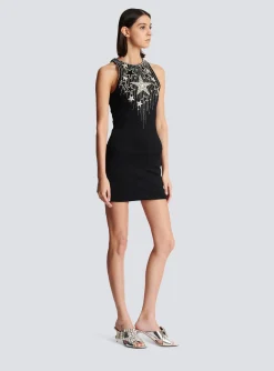Women Balmain Stars Embroidered Short Dress