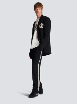 Balmain Straight-leg Crystal-embroidered Trousers