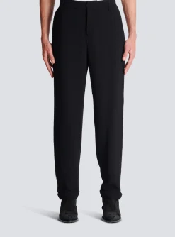 Balmain Straight-leg Crystal-embroidered Trousers
