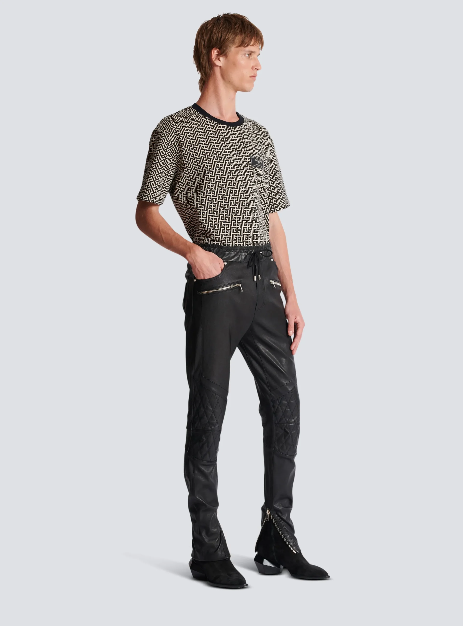 Balmain Stretch Leather Trousers