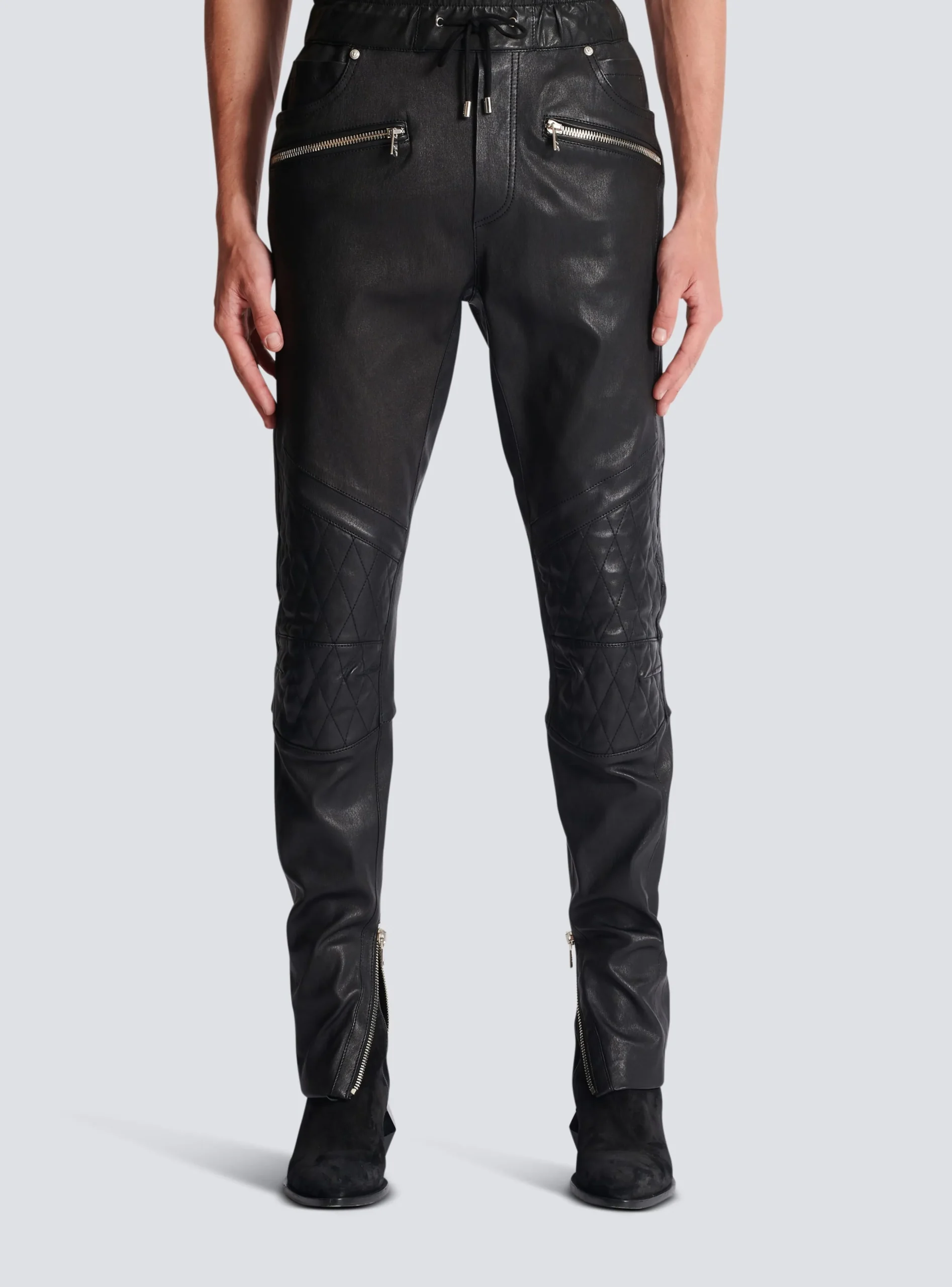 Balmain Stretch Leather Trousers