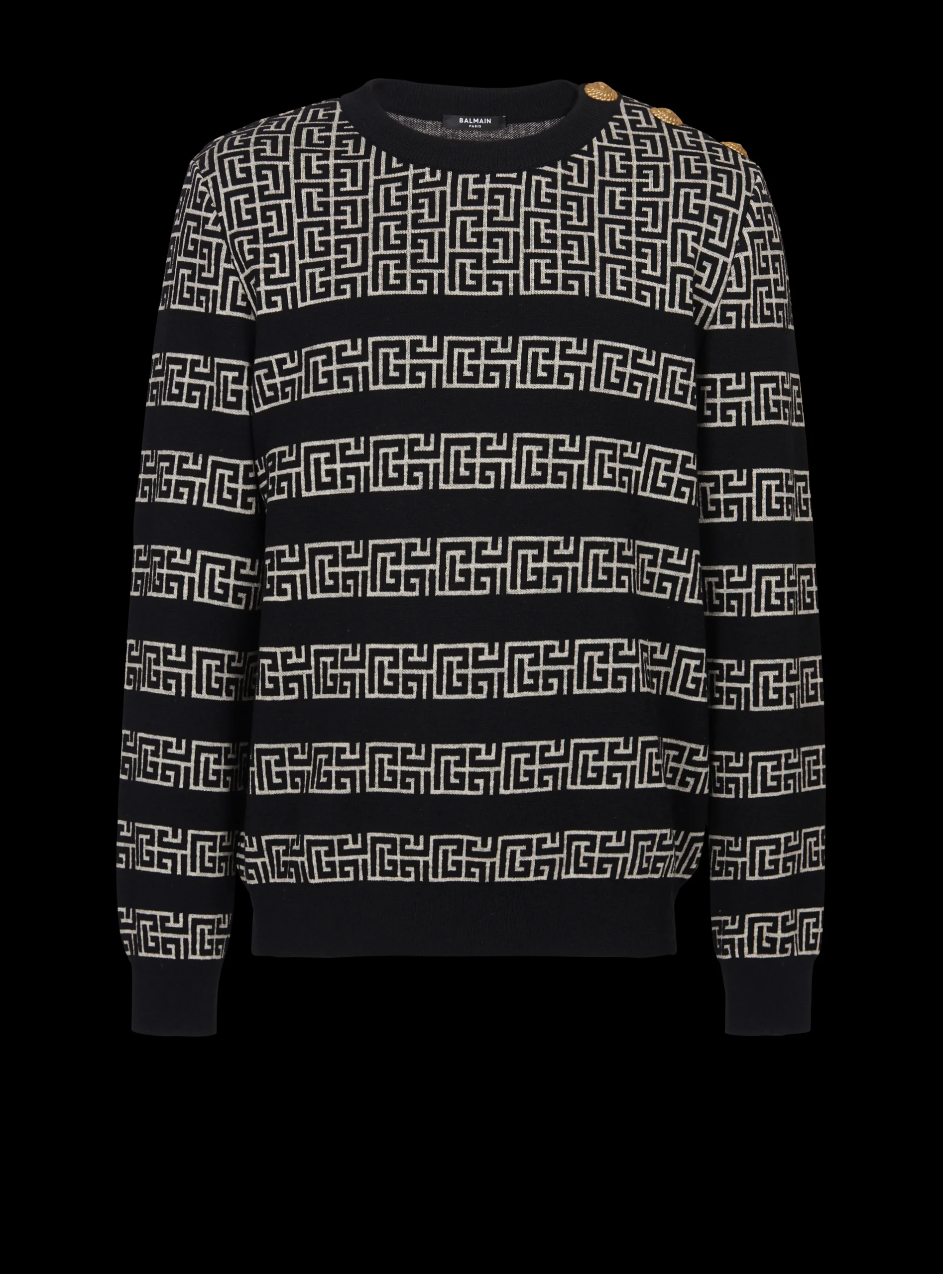 Balmain Striped PB Labyrinth Wool And Linen Jumper