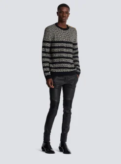 Balmain Striped PB Labyrinth Wool And Linen Jumper