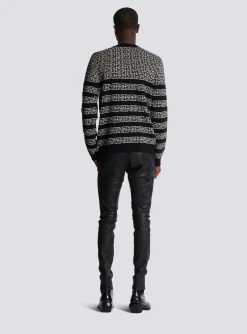 Balmain Striped PB Labyrinth Wool And Linen Jumper