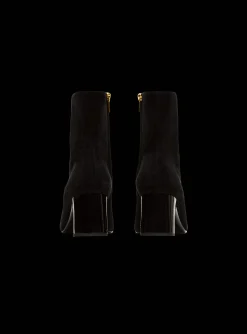 Women Balmain Suede Edna Ankle Boots With Patent Leather Toes