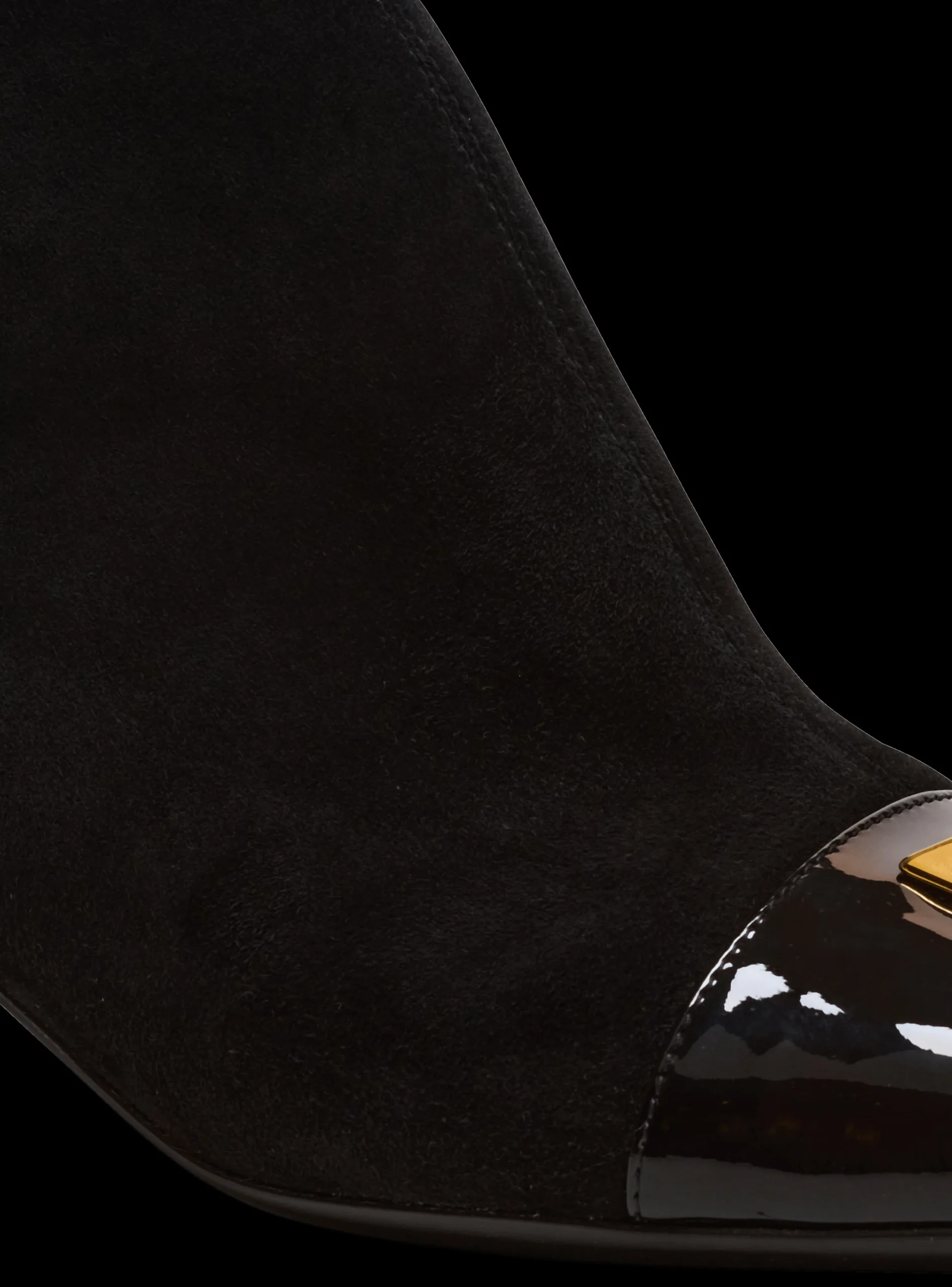 Women Balmain Suede Edna Ankle Boots With Patent Leather Toes