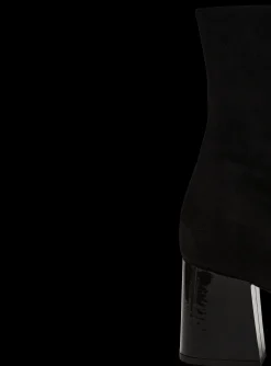 Women Balmain Suede Edna Ankle Boots With Patent Leather Toes