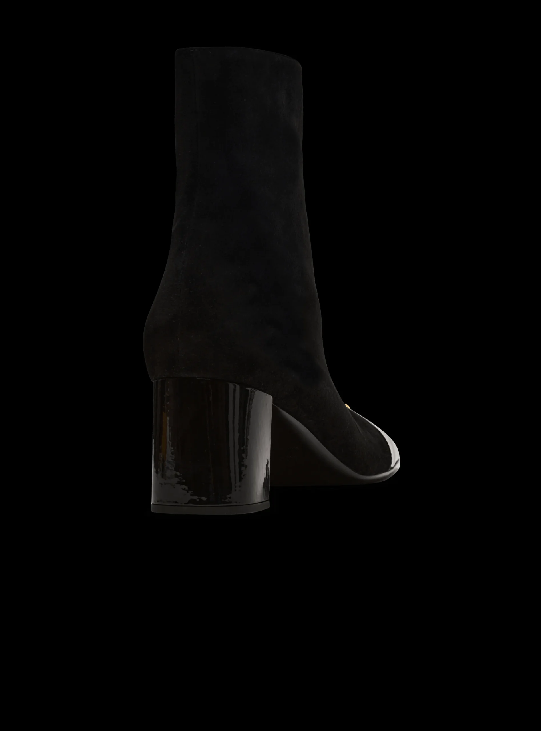 Women Balmain Suede Edna Ankle Boots With Patent Leather Toes