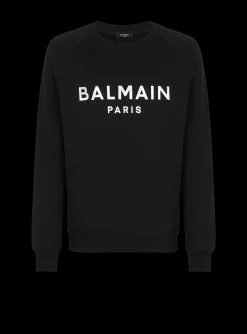Balmain Sweatshirt In Eco-responsible Cotton With Metallic Logo Print