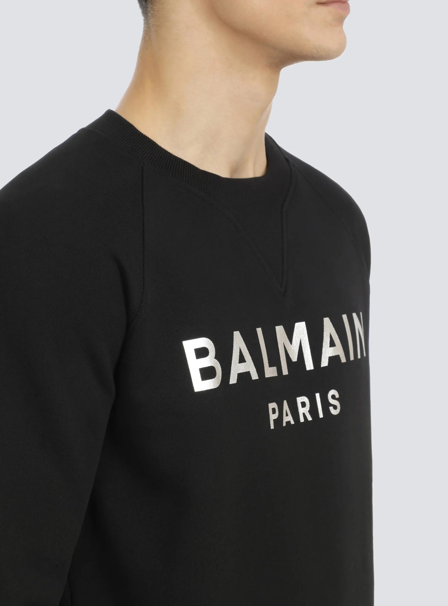 Balmain Sweatshirt In Eco-responsible Cotton With Metallic Logo Print