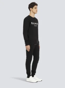 Balmain Sweatshirt In Eco-responsible Cotton With Metallic Logo Print