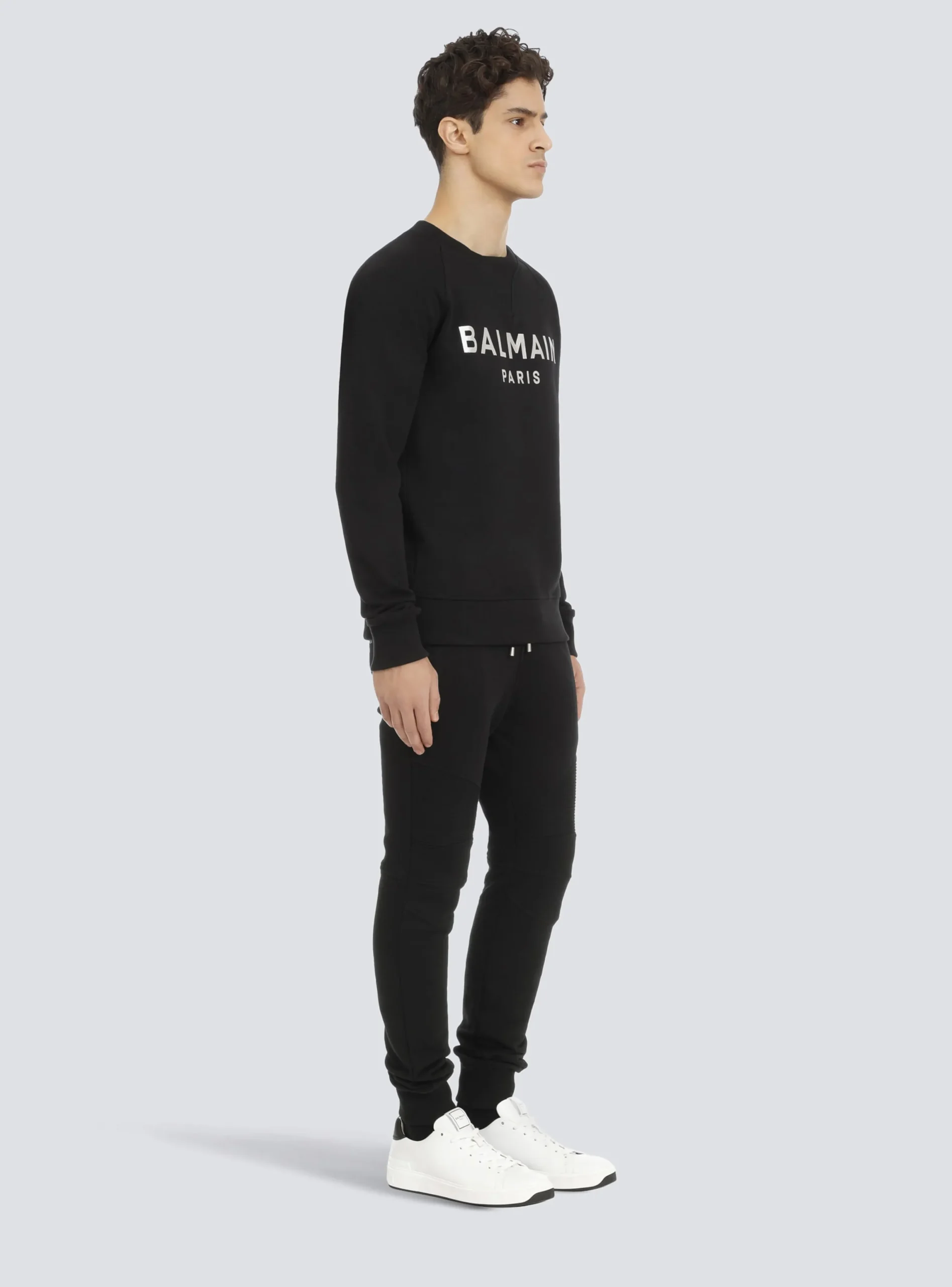 Balmain Sweatshirt In Eco-responsible Cotton With Metallic Logo Print