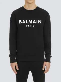 Balmain Sweatshirt In Eco-responsible Cotton With Metallic Logo Print