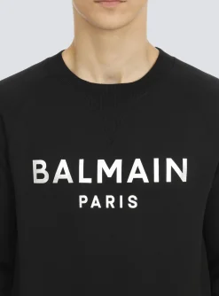 Balmain Sweatshirt In Eco-responsible Cotton With Metallic Logo Print