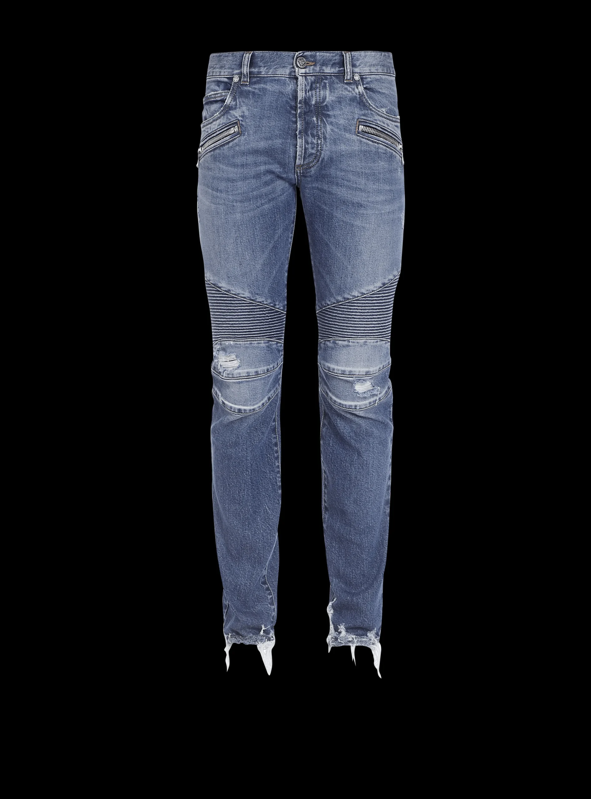 Balmain Tapered Ripped Cotton Jeans
