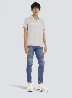 Balmain Tapered Ripped Cotton Jeans