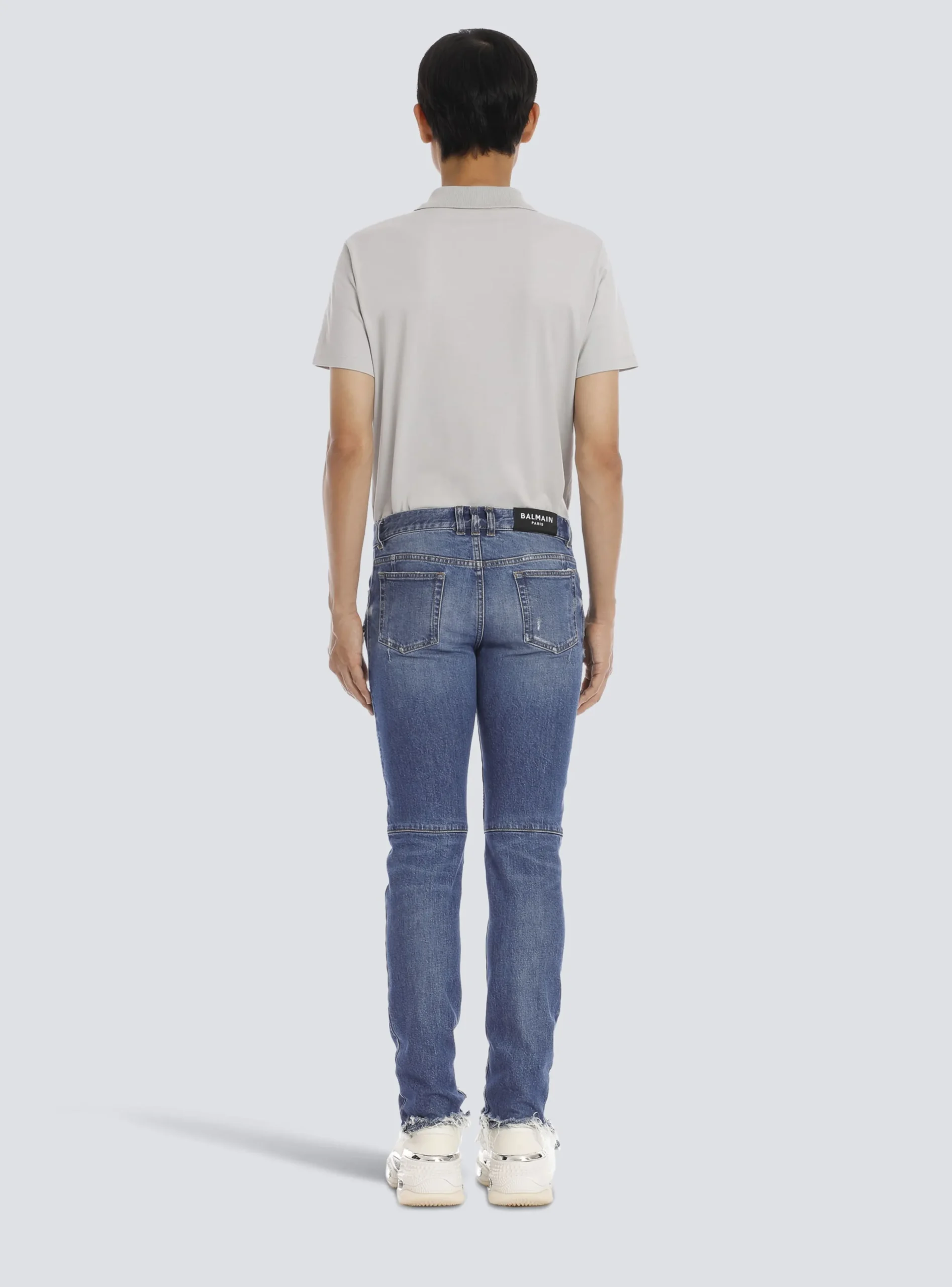 Balmain Tapered Ripped Cotton Jeans