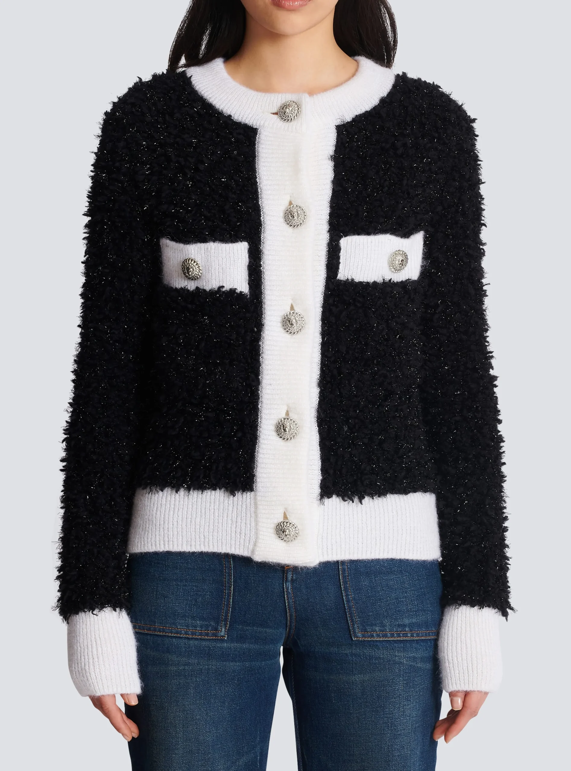 Women Balmain Textured Knit Cardigan