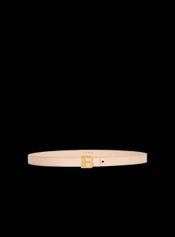 Women Balmain Thin B-Belt In Crocodile-embossed Calfskin