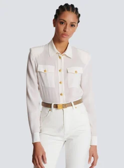 Women Balmain Thin Signature Calfskin Belt