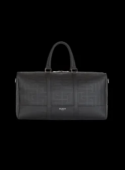 Balmain Travel Bag In Grained Leather
