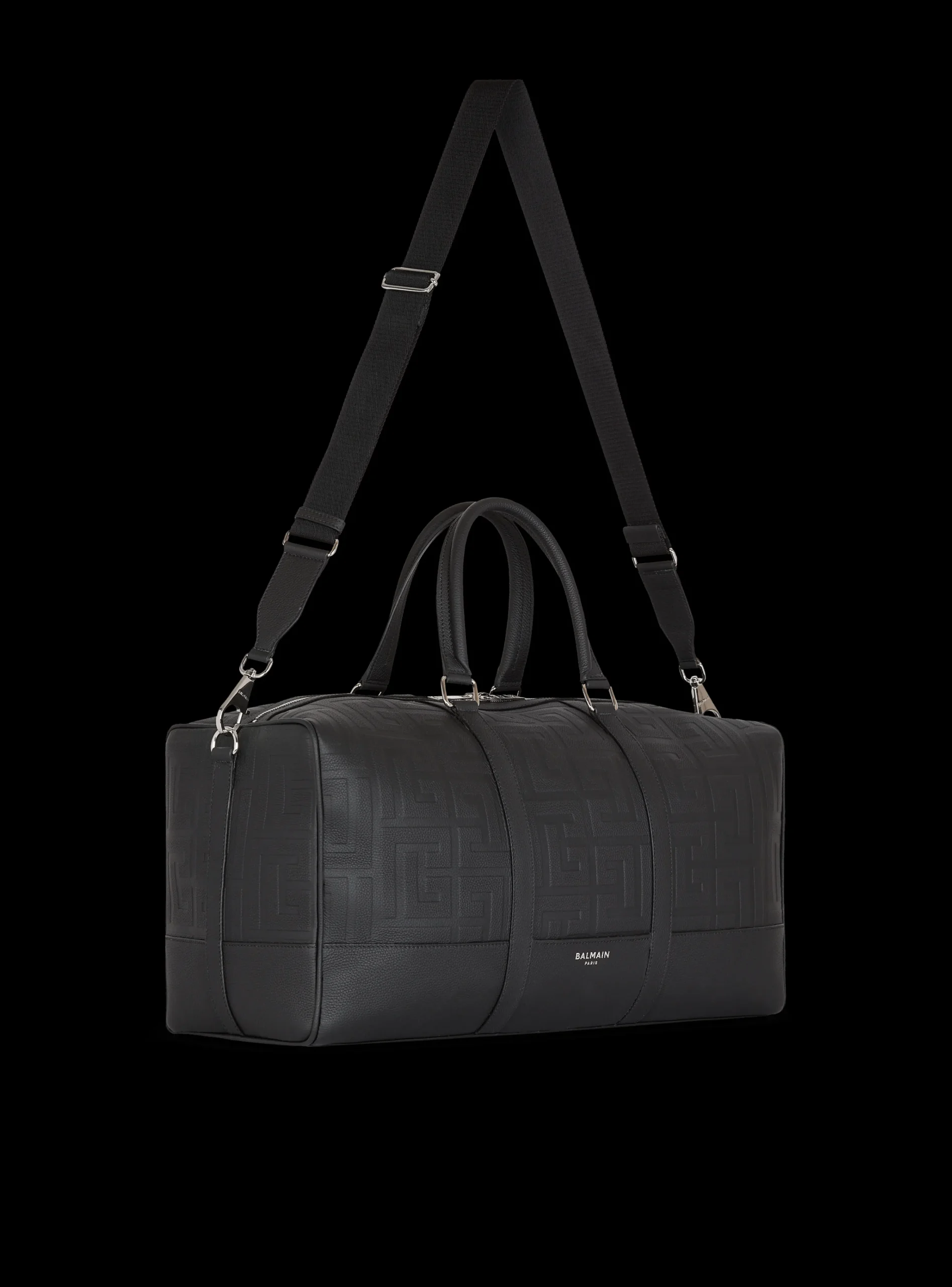 Balmain Travel Bag In Grained Leather