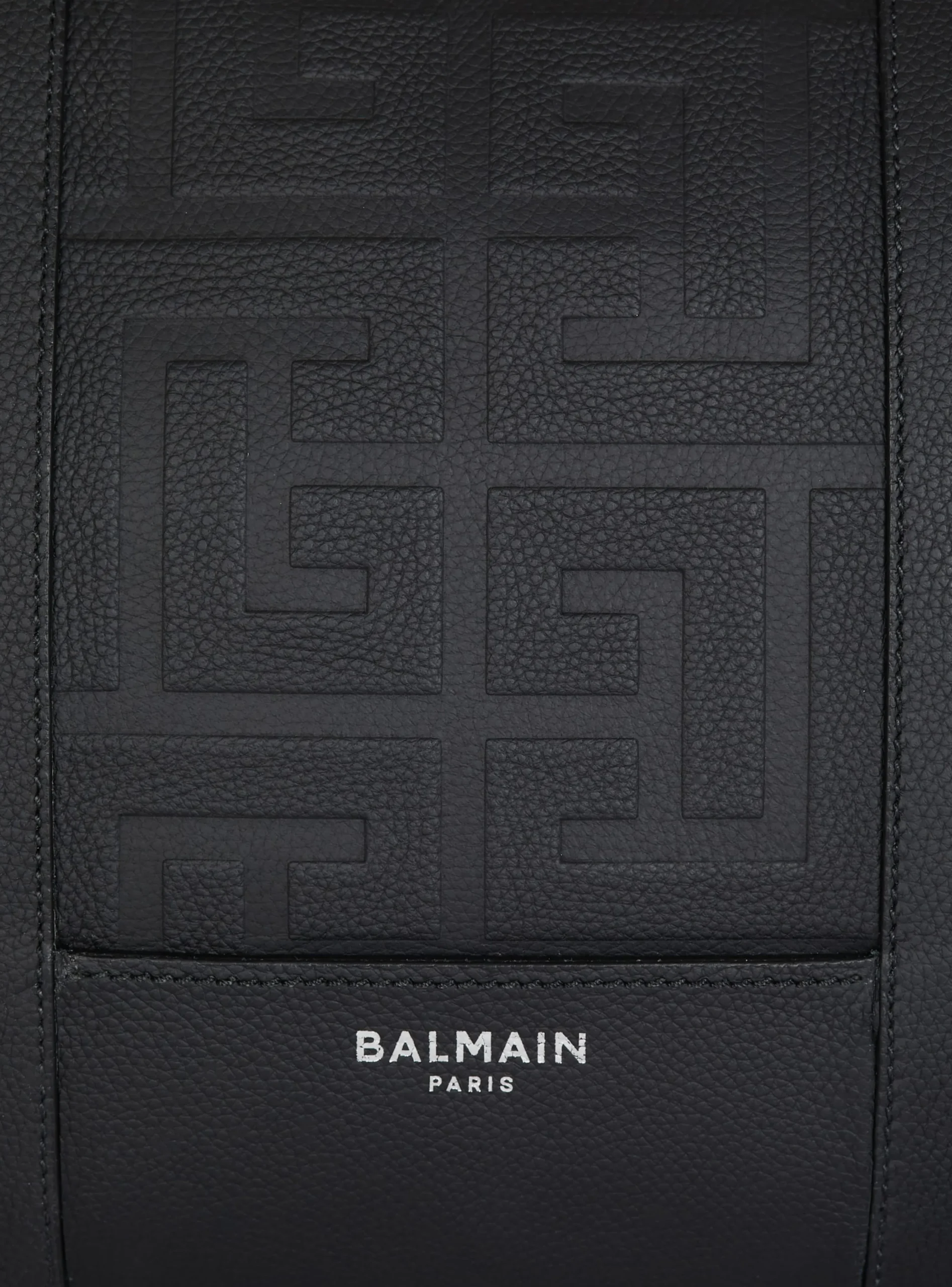 Balmain Travel Bag In Grained Leather