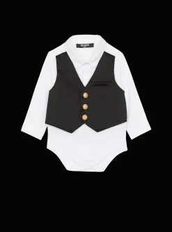 Kids Balmain Trompe-l'oeil Waistcoat Bodysuit