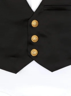 Kids Balmain Trompe-l'oeil Waistcoat Bodysuit
