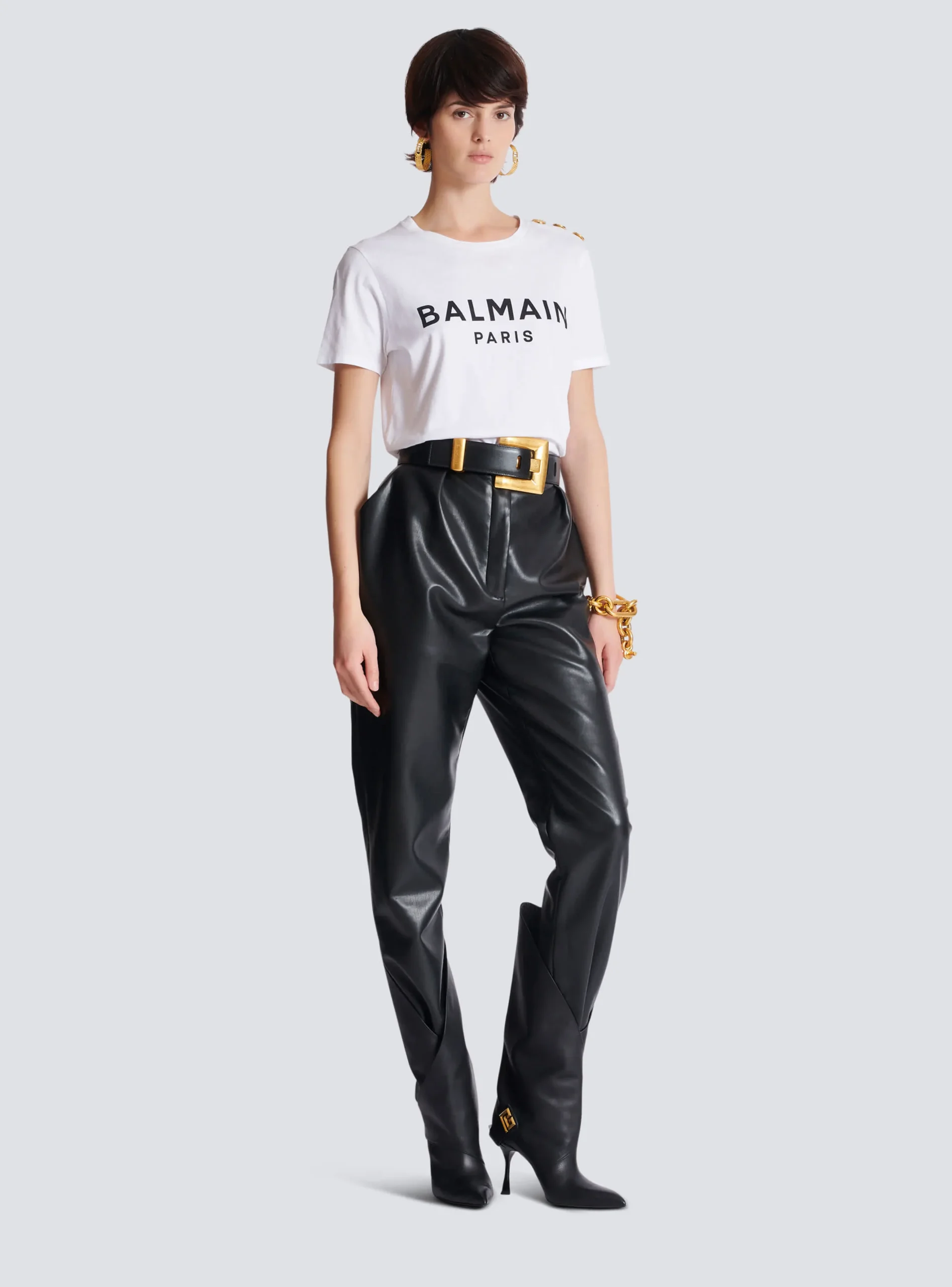 Women Balmain T-shirt With Paris Print
