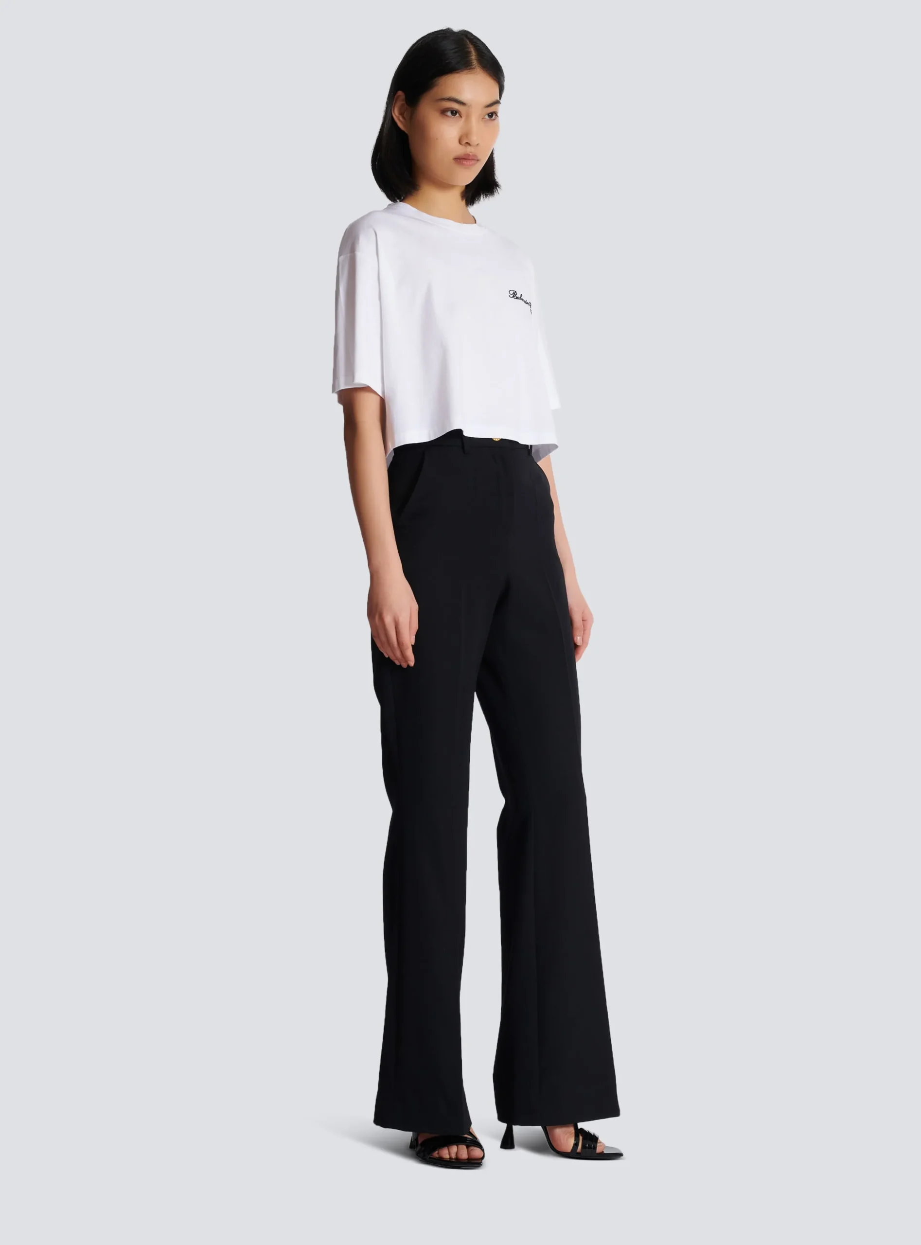 Women Balmain T-shirt With Signature Embroidery