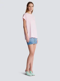 Women Balmain T-shirt With Flocked Paris Logo
