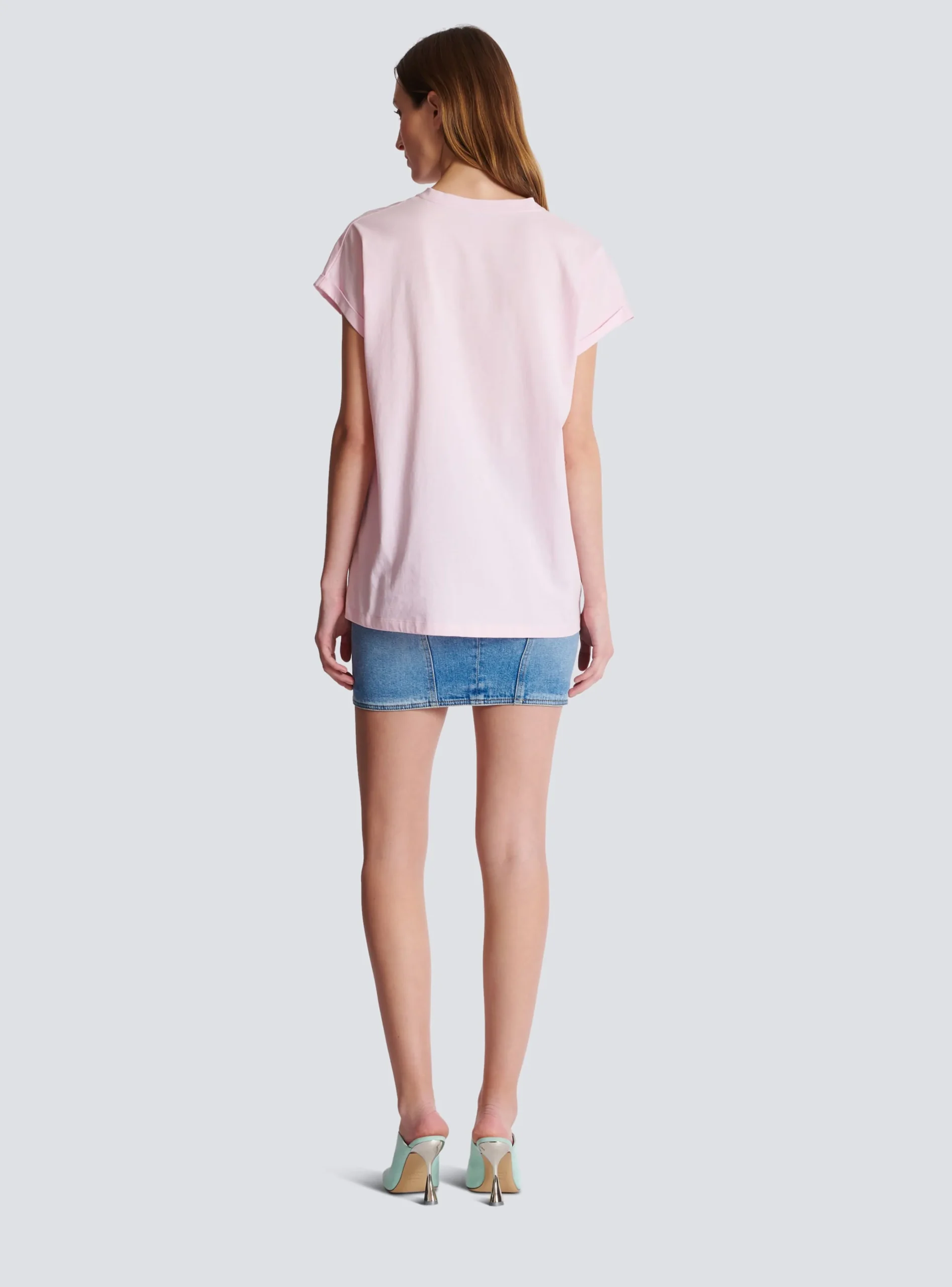 Women Balmain T-shirt With Flocked Paris Logo