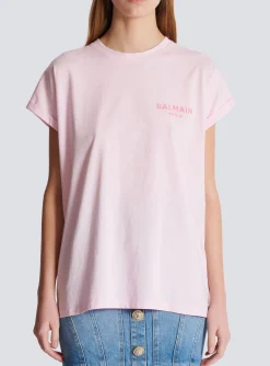 Women Balmain T-shirt With Flocked Paris Logo