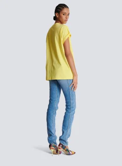 Women Balmain T-shirt With Flocked Paris Logo