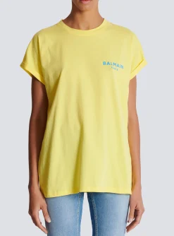 Women Balmain T-shirt With Flocked Paris Logo