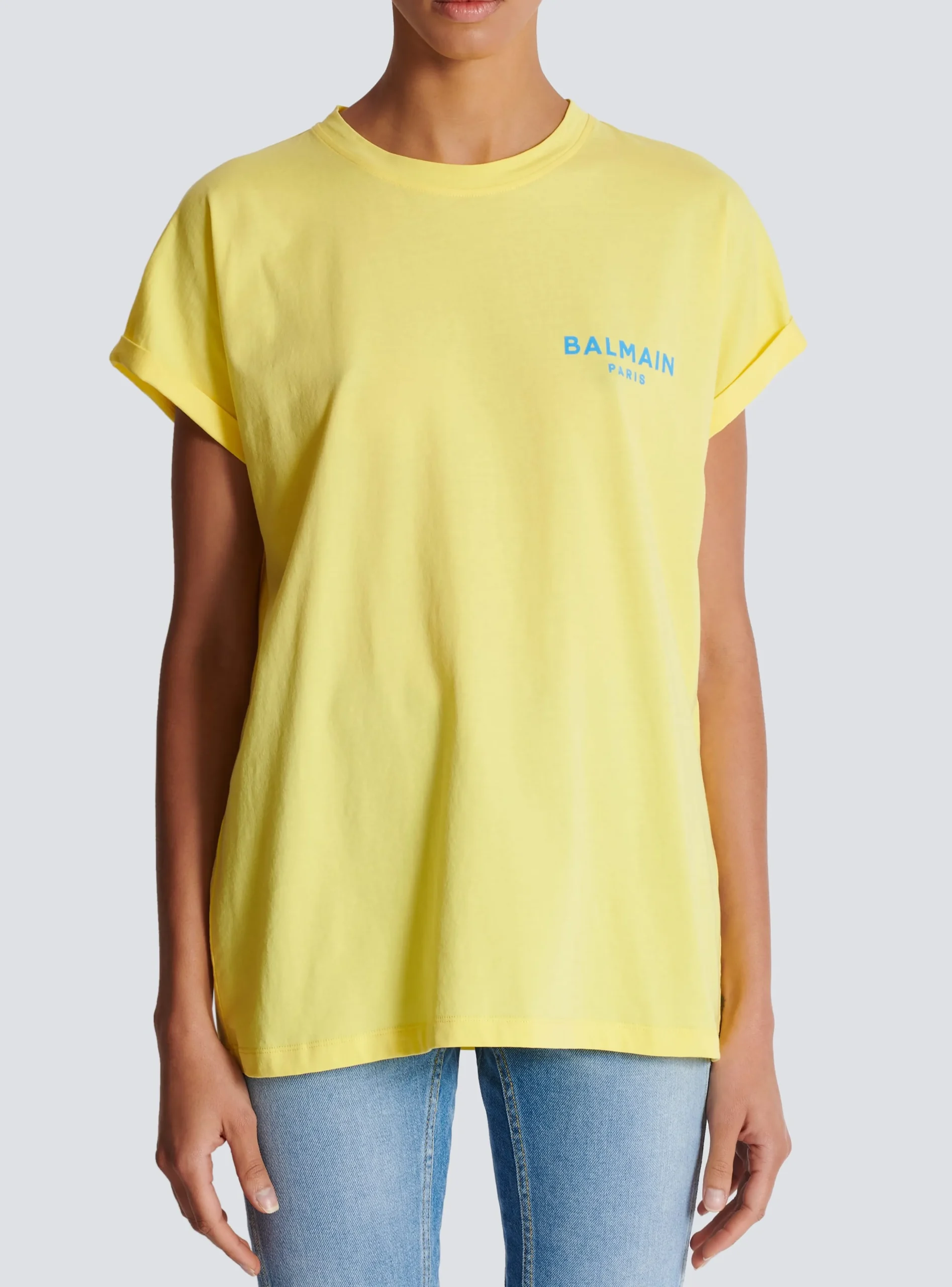 Women Balmain T-shirt With Flocked Paris Logo