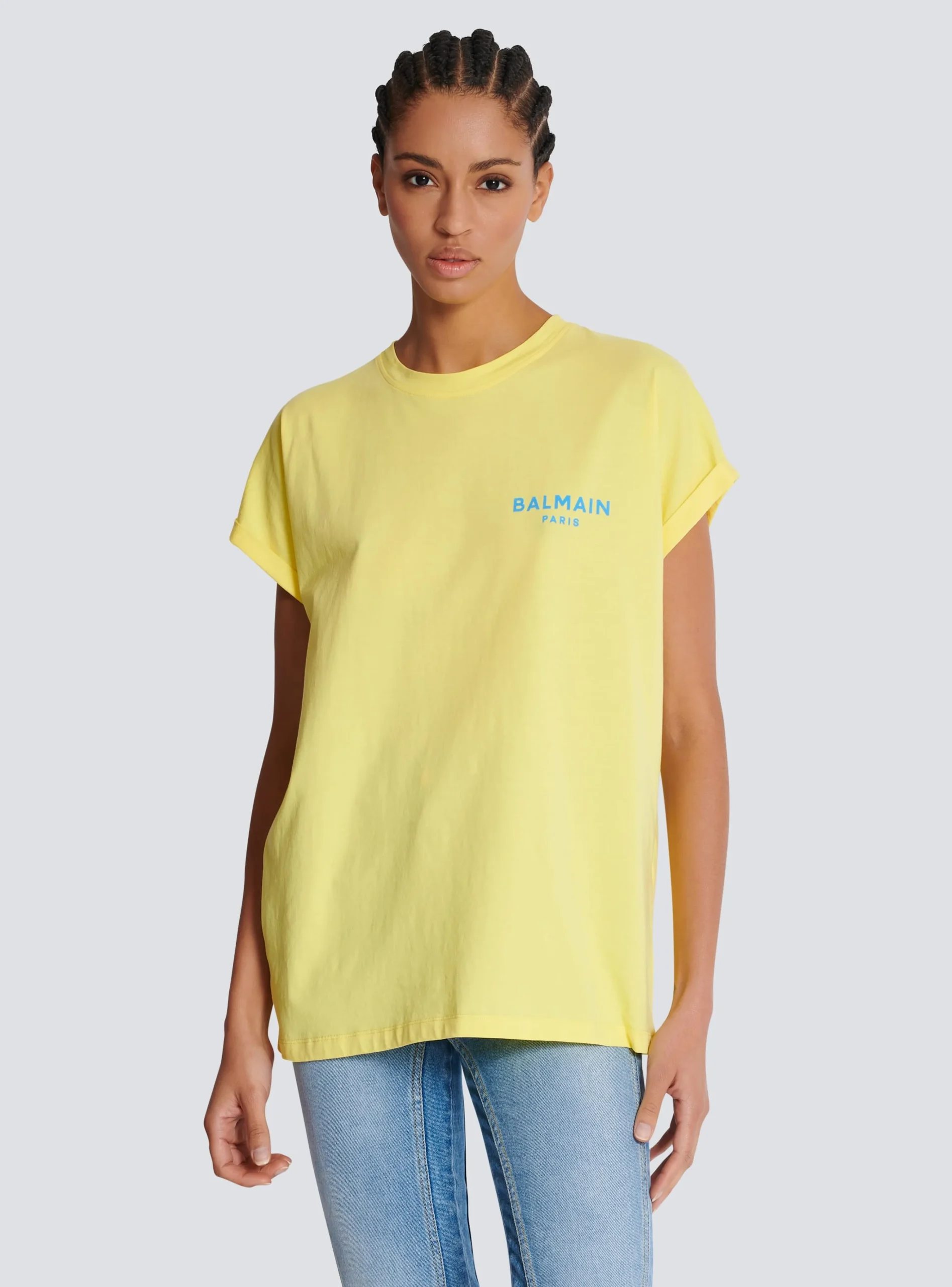 Women Balmain T-shirt With Flocked Paris Logo