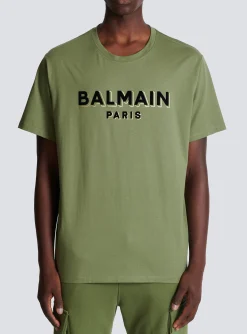 Balmain T-shirt With Flocked Paris Logo