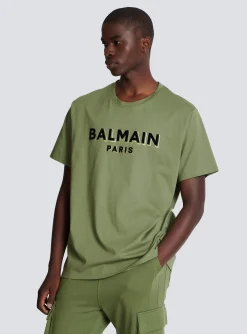 Balmain T-shirt With Flocked Paris Logo