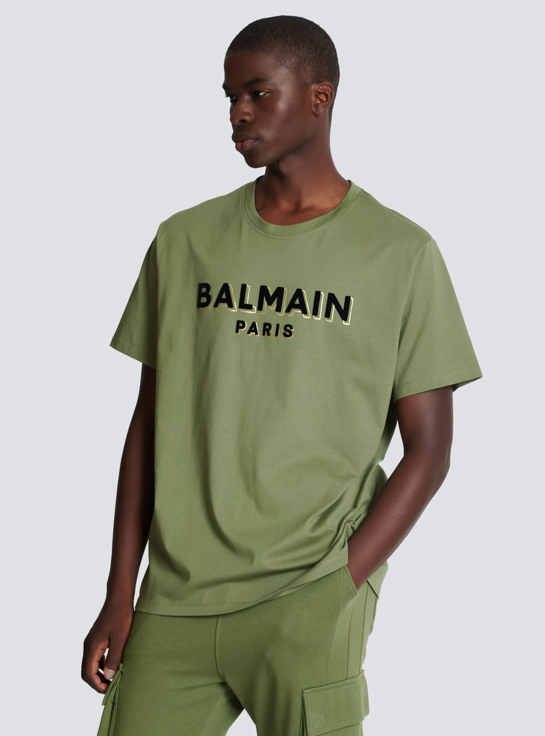 Balmain T-shirt With Flocked Paris Logo