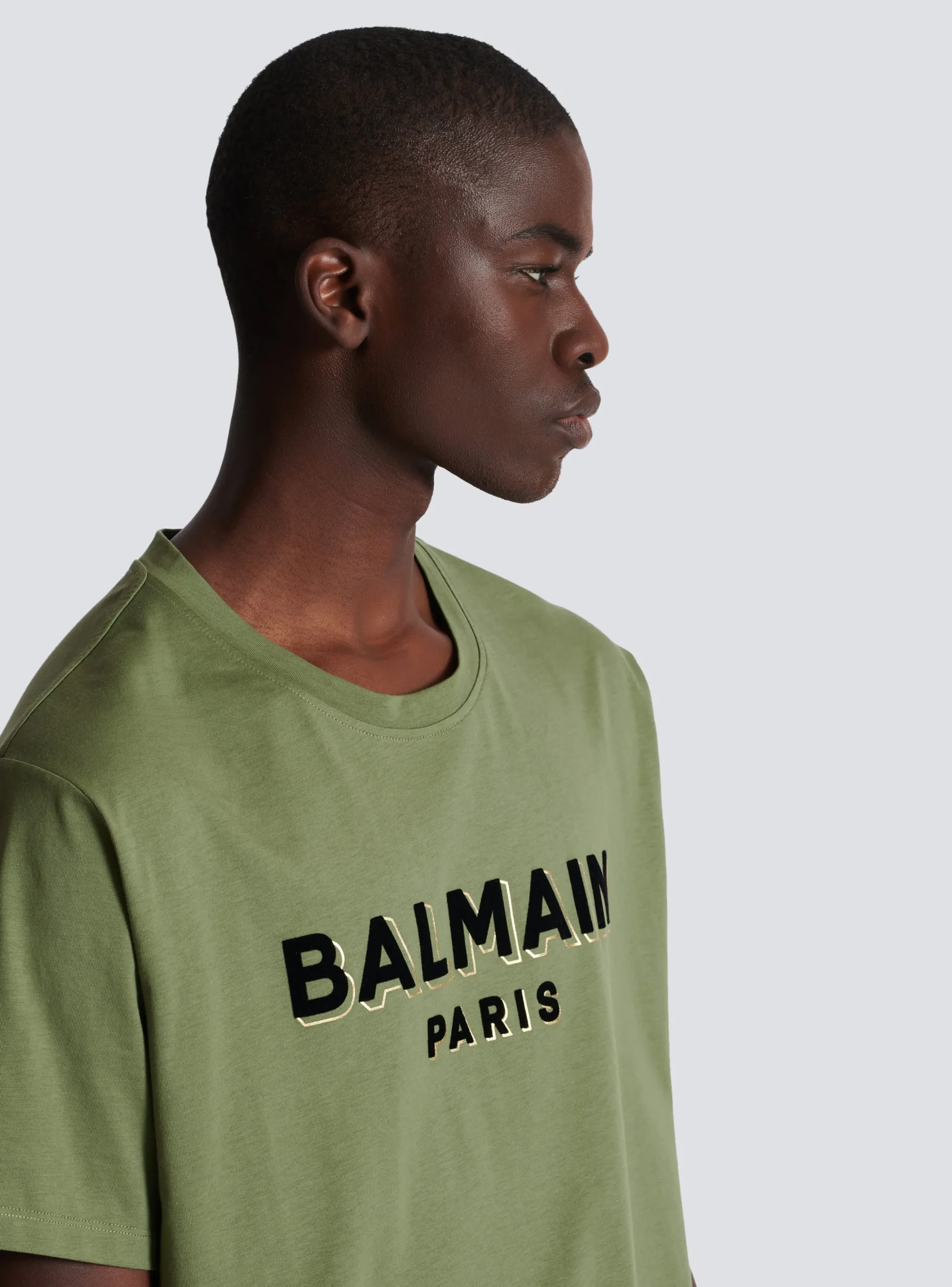 Balmain T-shirt With Flocked Paris Logo