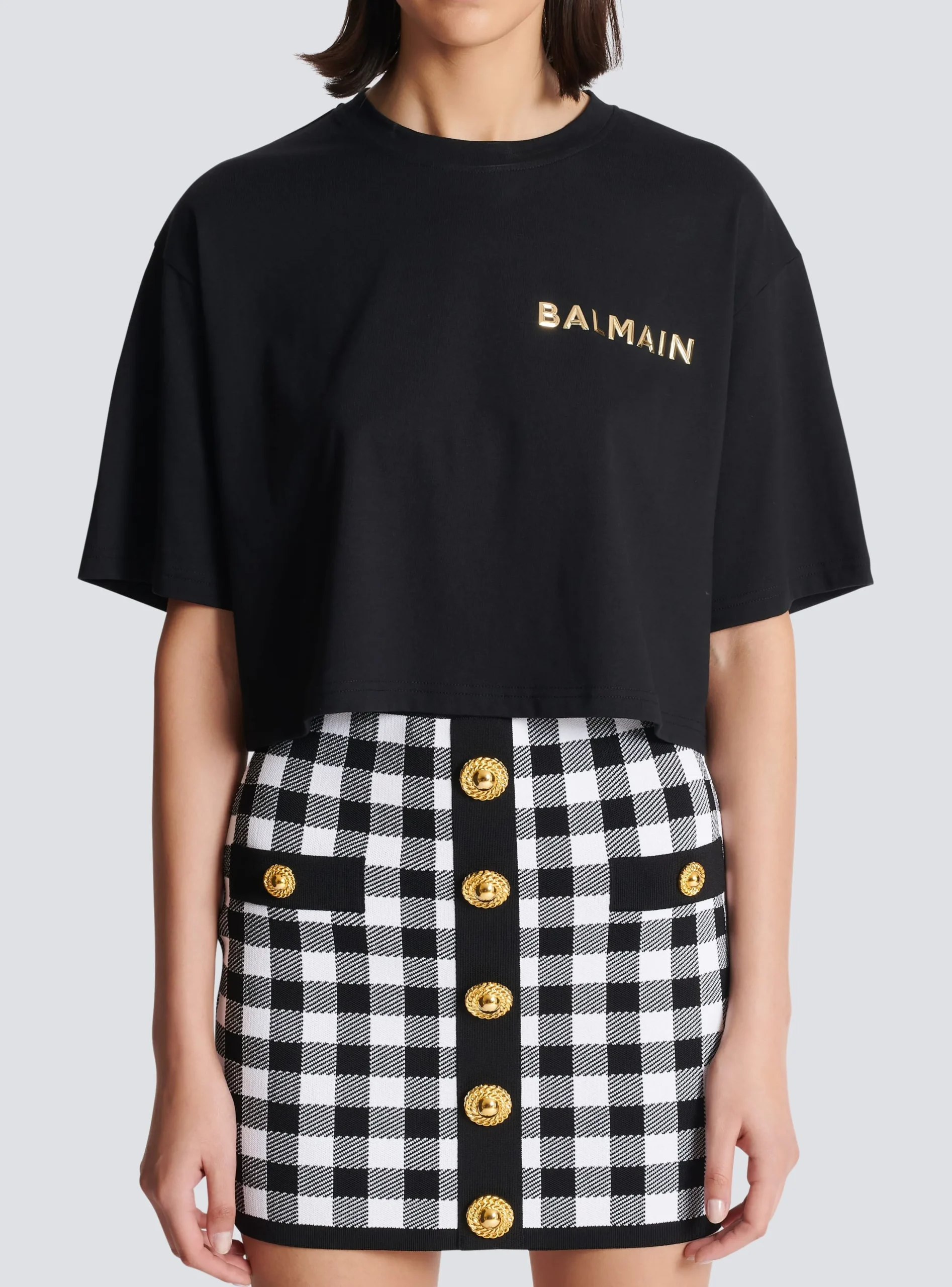 Women Balmain T-shirt With Laminated Logo
