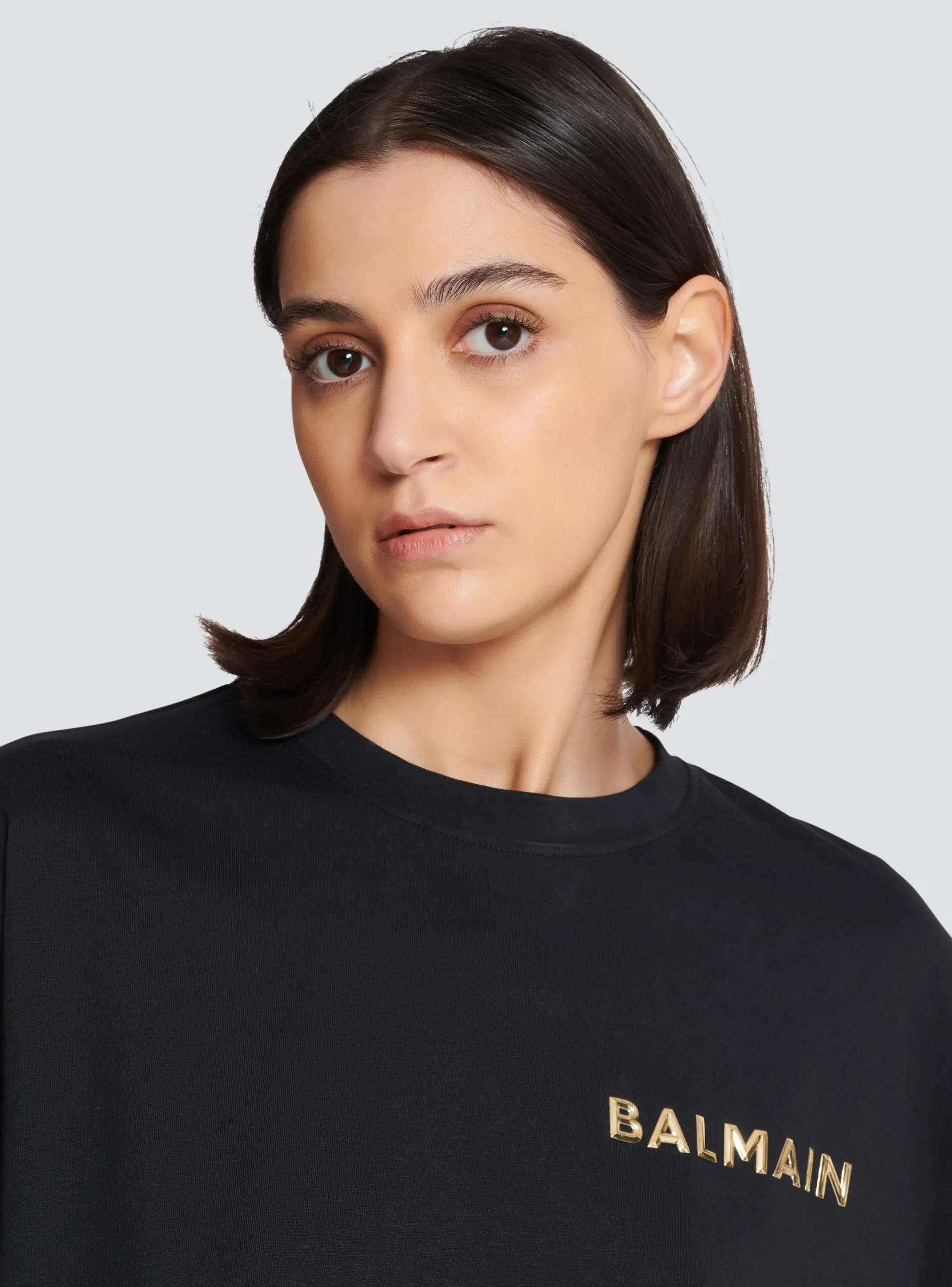 Women Balmain T-shirt With Laminated Logo