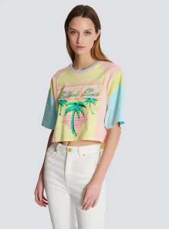 Women Balmain T-shirt With Palm Tree Signature Print